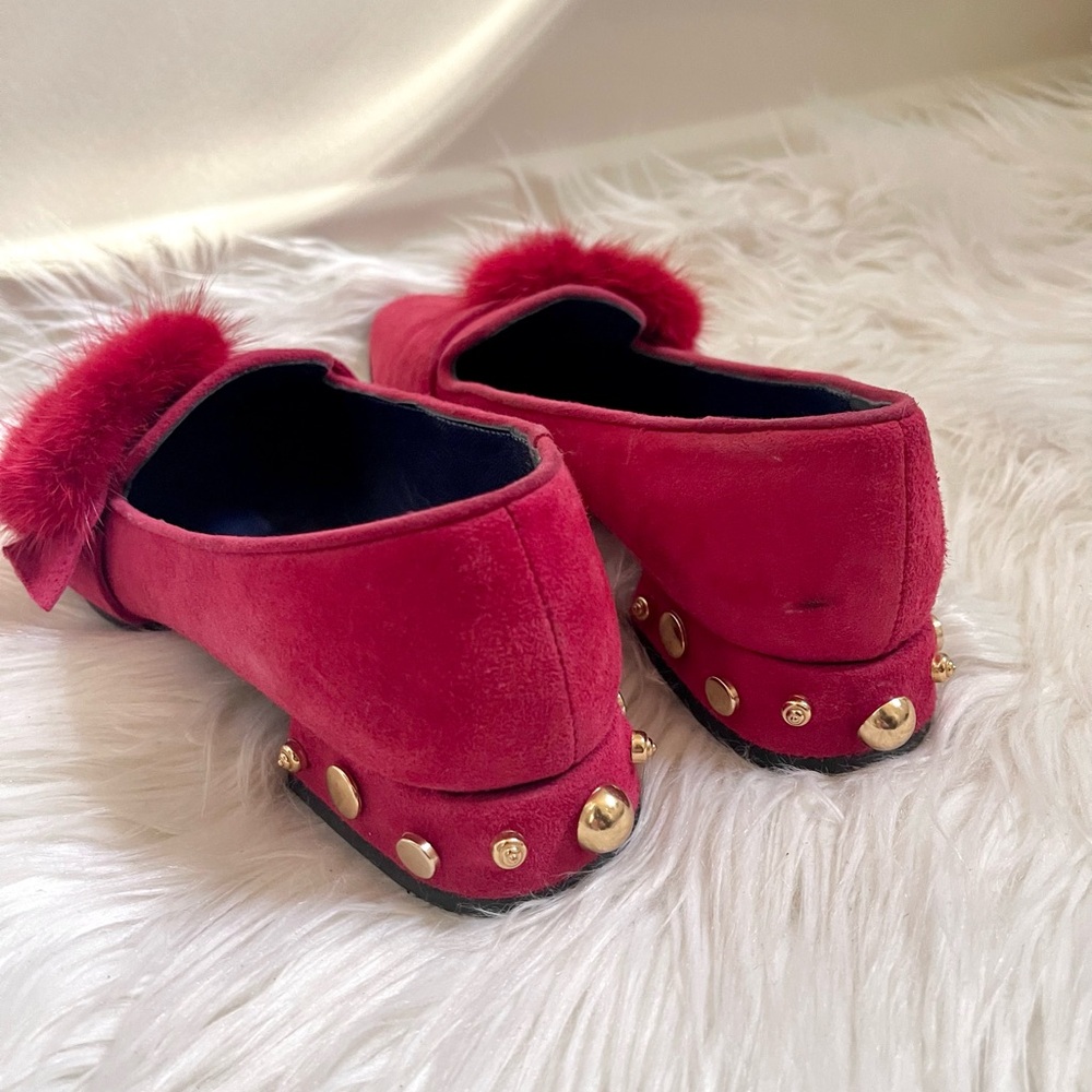 Vintage Valentina Rangoni Red Suede Loafers - Picture 5 of 9
